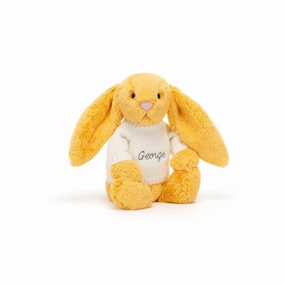 Jellycat Bashful Sunshine Bunny with Cream Jumper New Zealand | CZONK5719